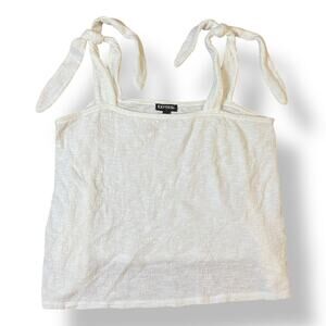 Express Boho Tie Strap Cropped Tank Top Womens‎ Size S White Cottagecore